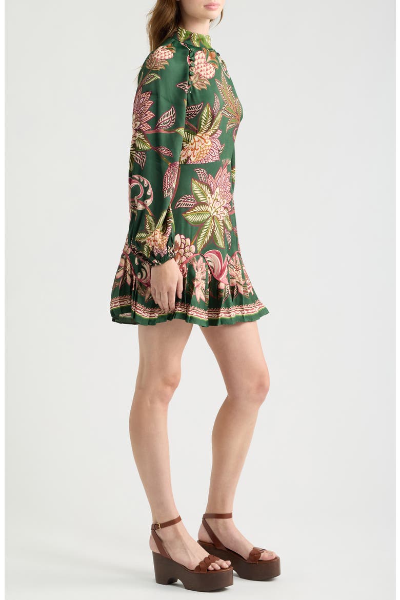 Arabesque Long Sleeve Floral Print Minidress