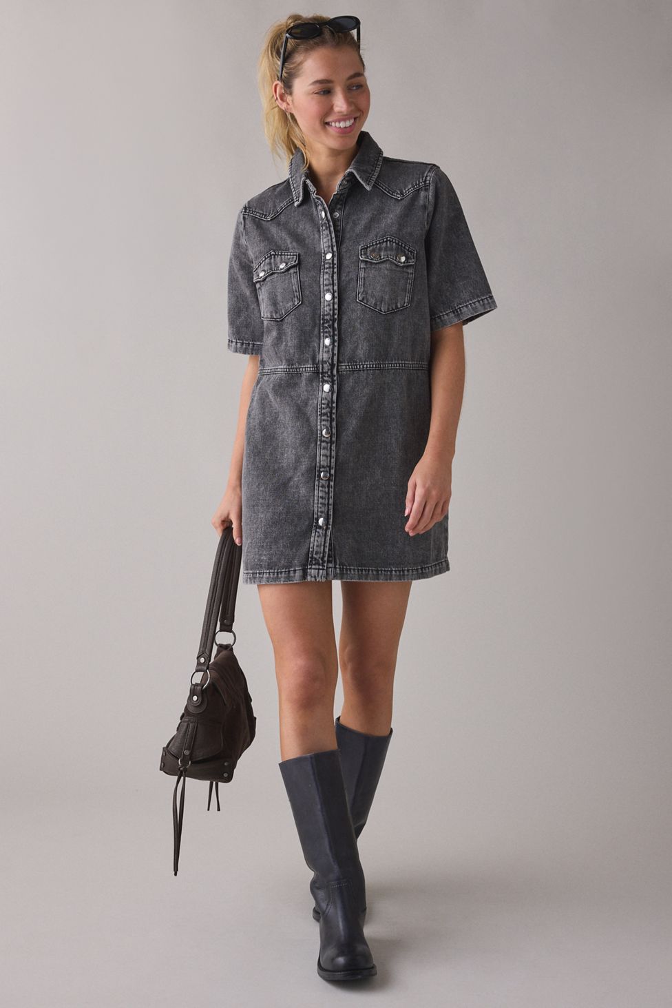 AllSaints Rock Denim Mini Dress