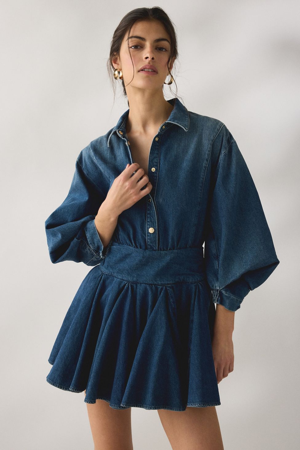 AllSaints Arlow Fit-And-Flare Denim Mini Dress