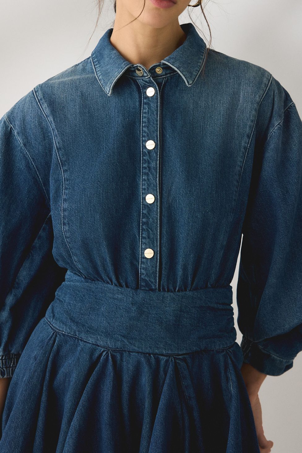 AllSaints Arlow Fit-And-Flare Denim Mini Dress