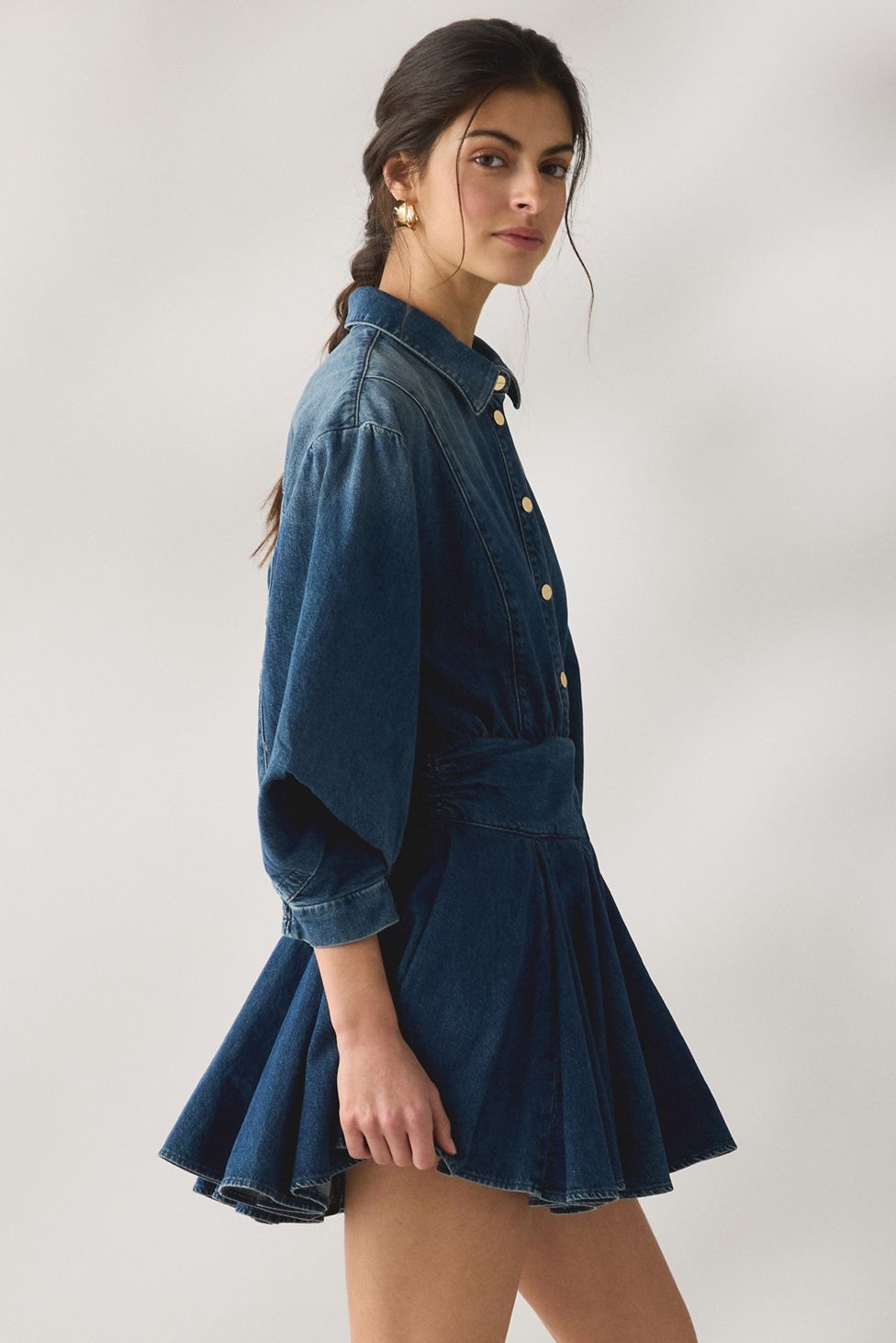 AllSaints Arlow Fit-And-Flare Denim Mini Dress