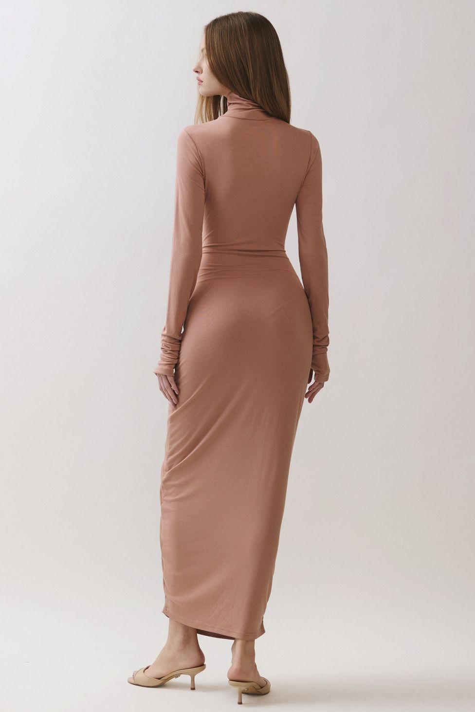 Personal Code Rosaline Turtle Neck Maxi Dress With Knot Tie
