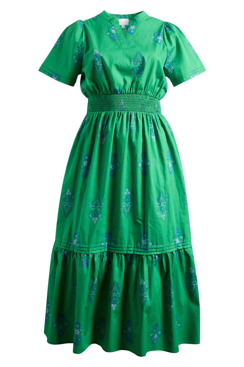 Halina Floral Smocked Waist Cotton Maxi Dress