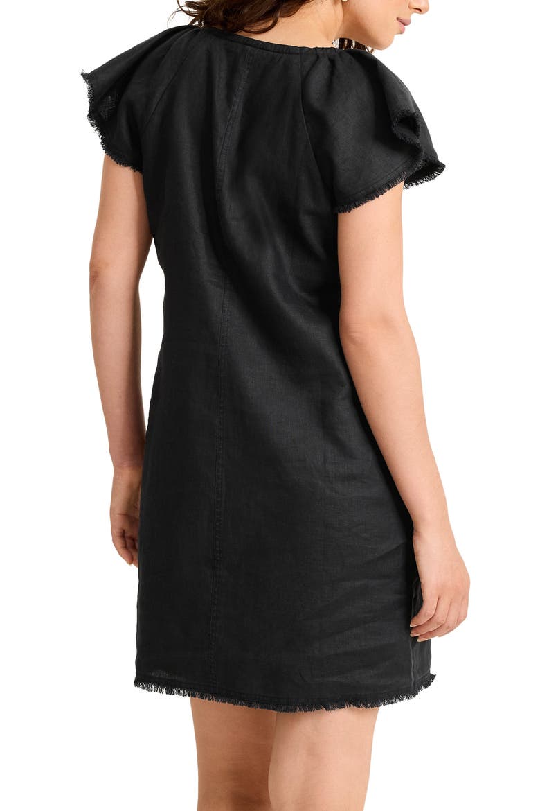 Two Palms Flutter Sleeve Linen Shift Minidress