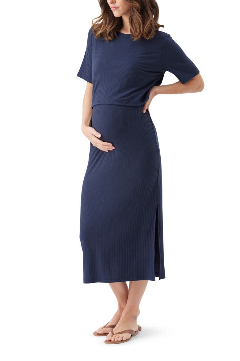Ivy Rib Nursing Dress Navy