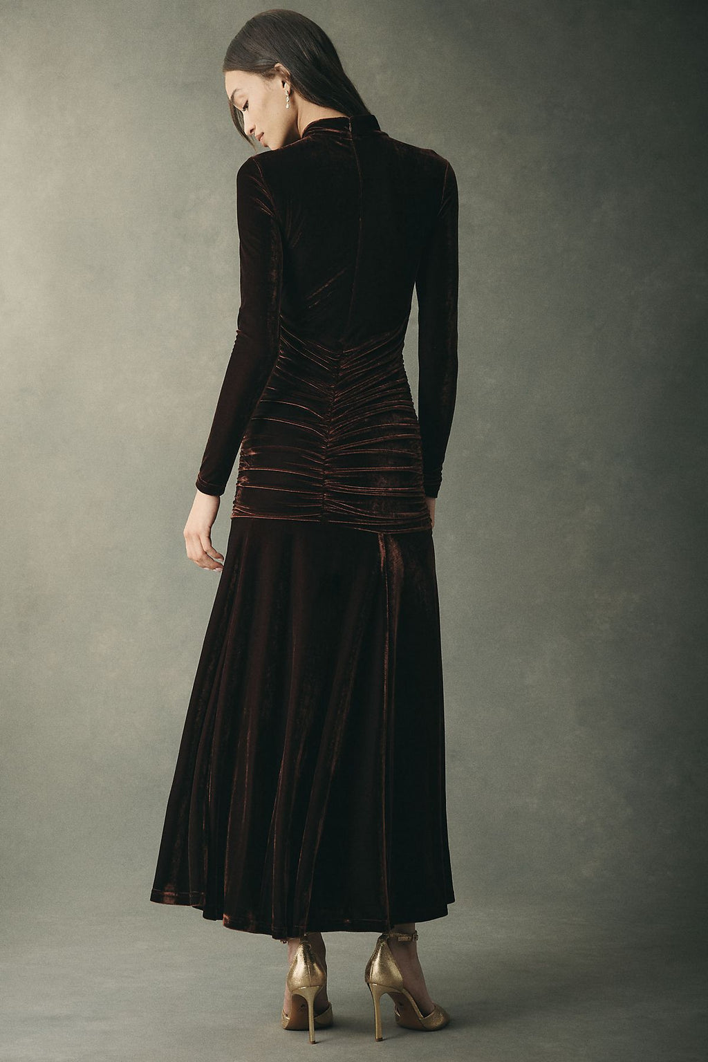 Bardot Velour Mock-Neck Maxi Dress