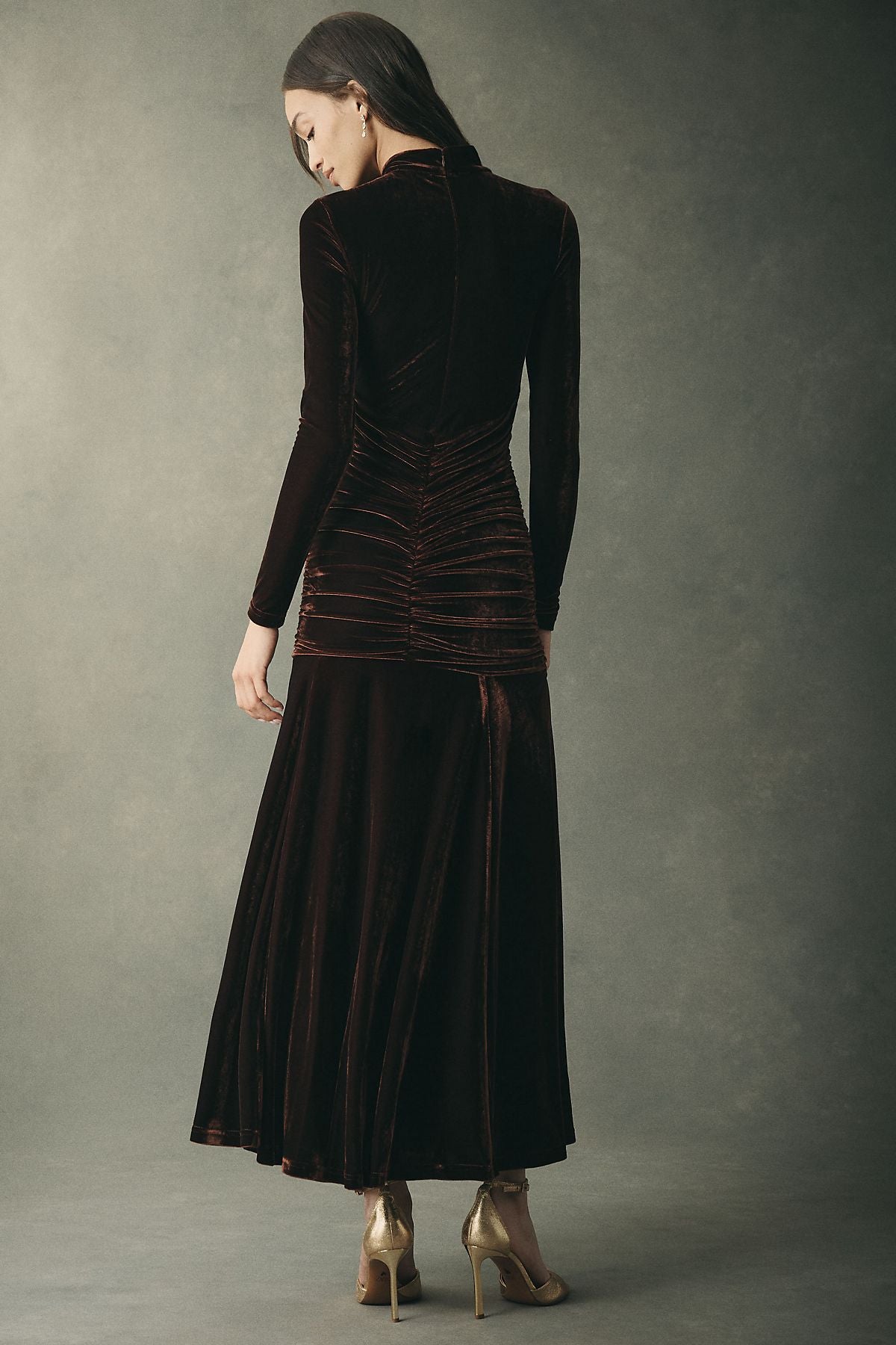 Bardot Velour Mock-Neck Maxi Dress