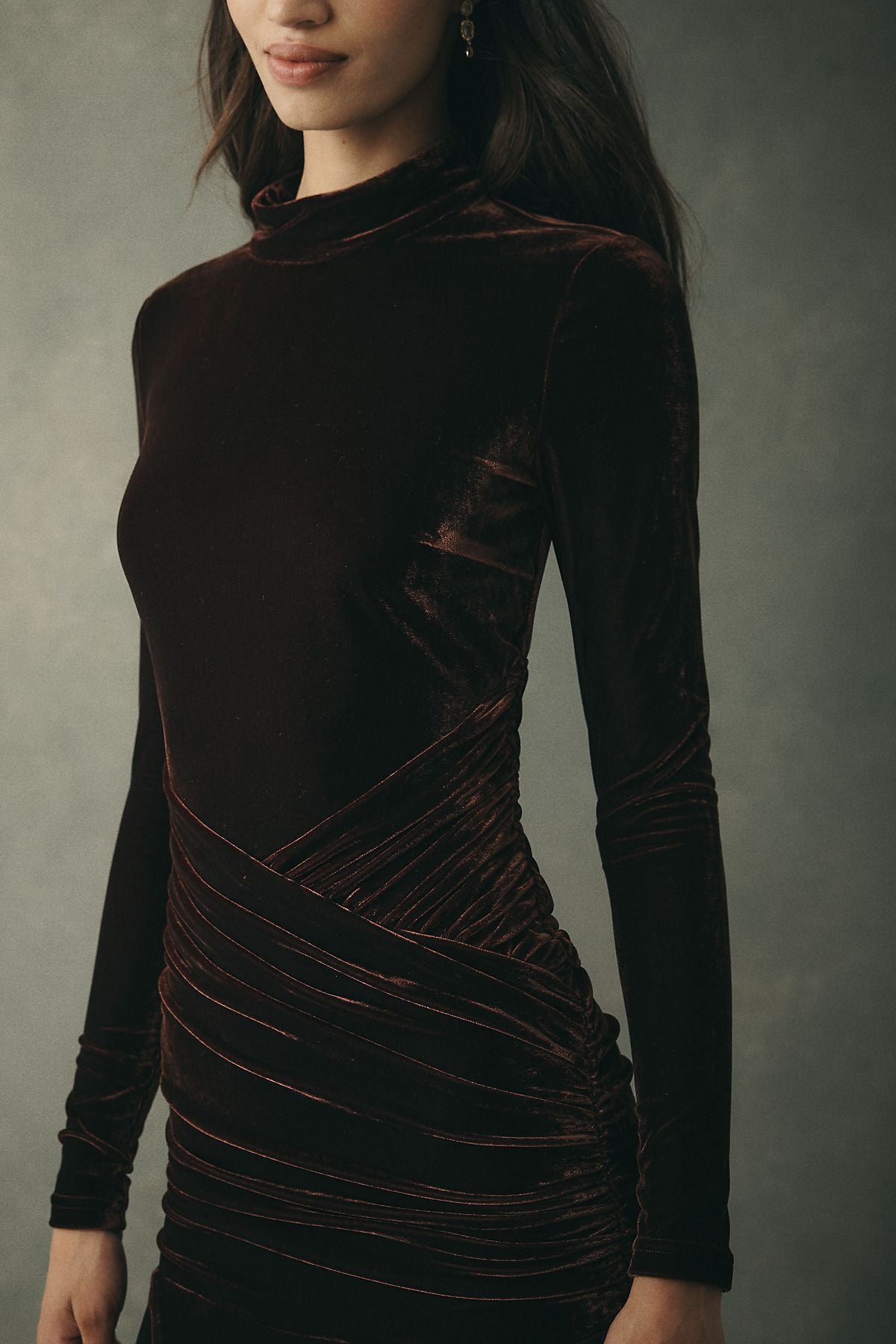 Bardot Velour Mock-Neck Maxi Dress