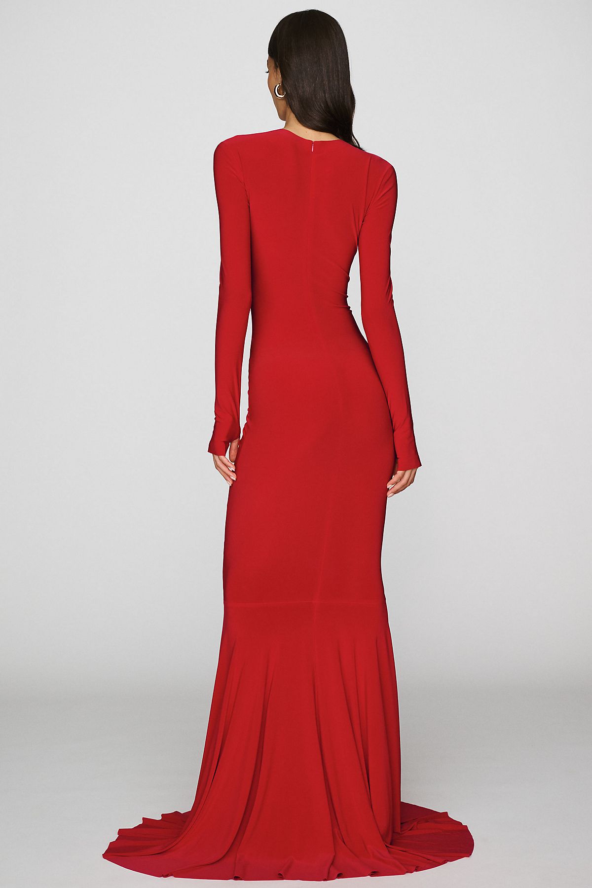 Norma Kamali Long-Sleeve Shirred Maxi Dress