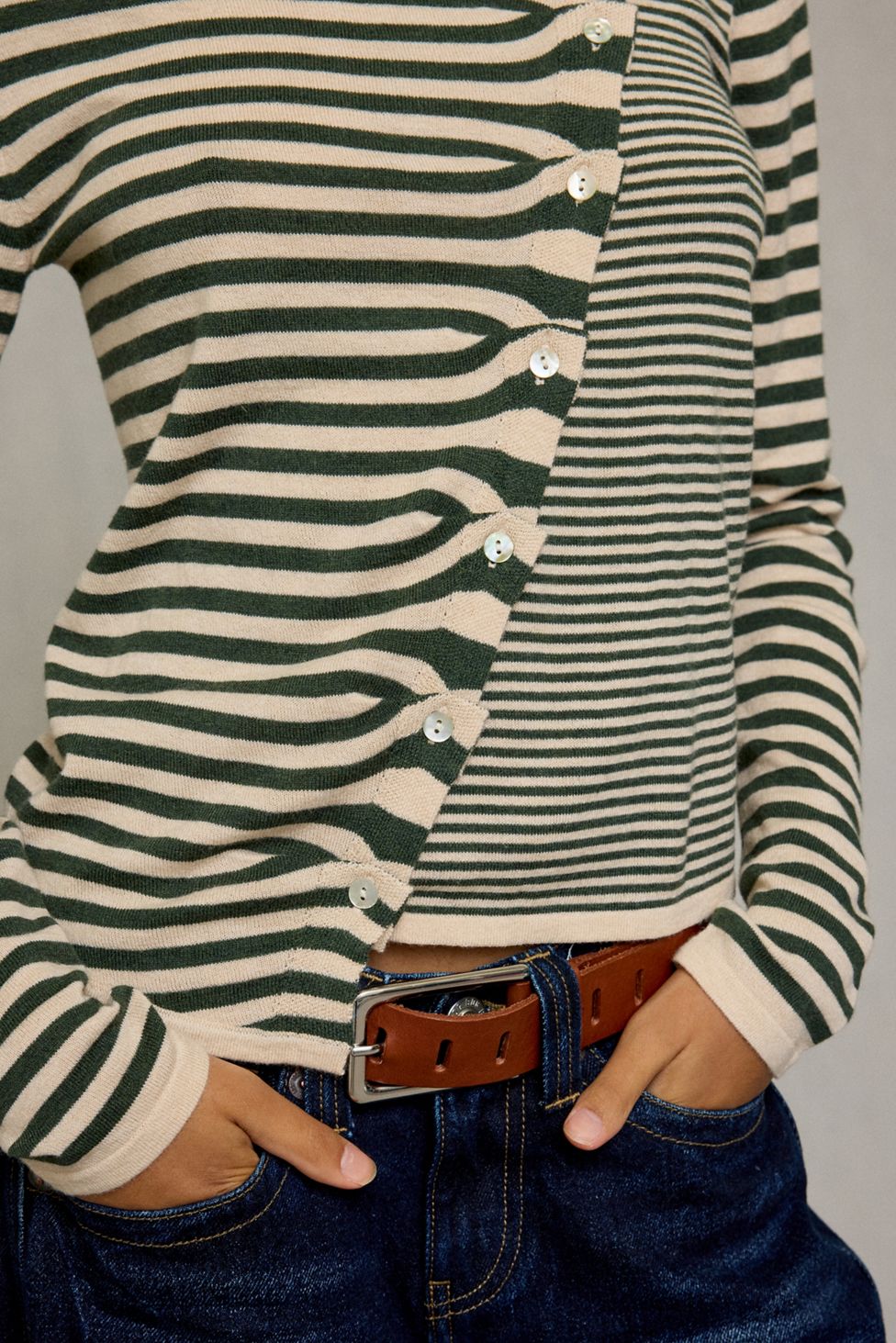 BDG Sutton Slanted Asymmetric Button Cardigan