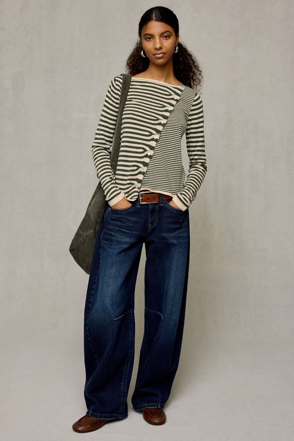 BDG Sutton Slanted Asymmetric Button Cardigan