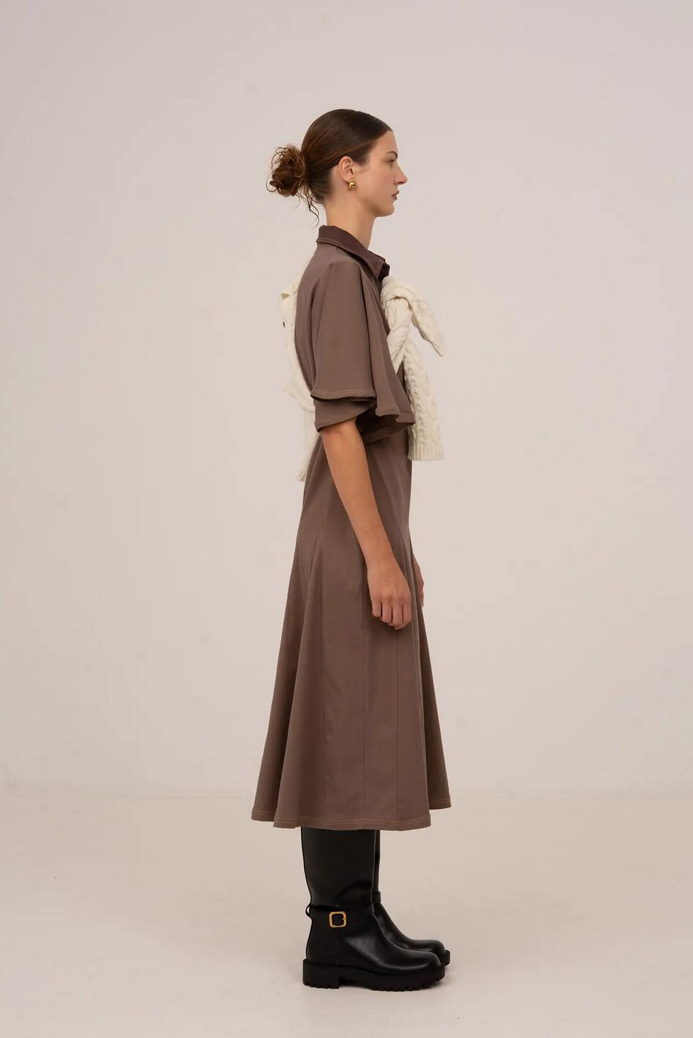 Carmen Says Mocha Brown Midi Dress