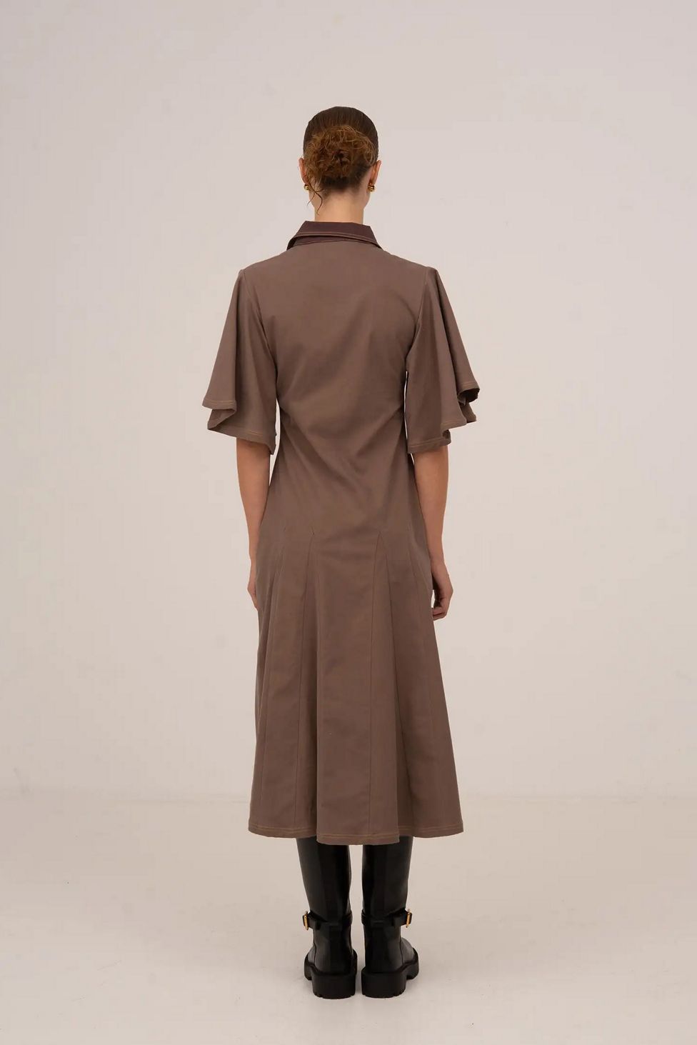 Carmen Says Mocha Brown Midi Dress