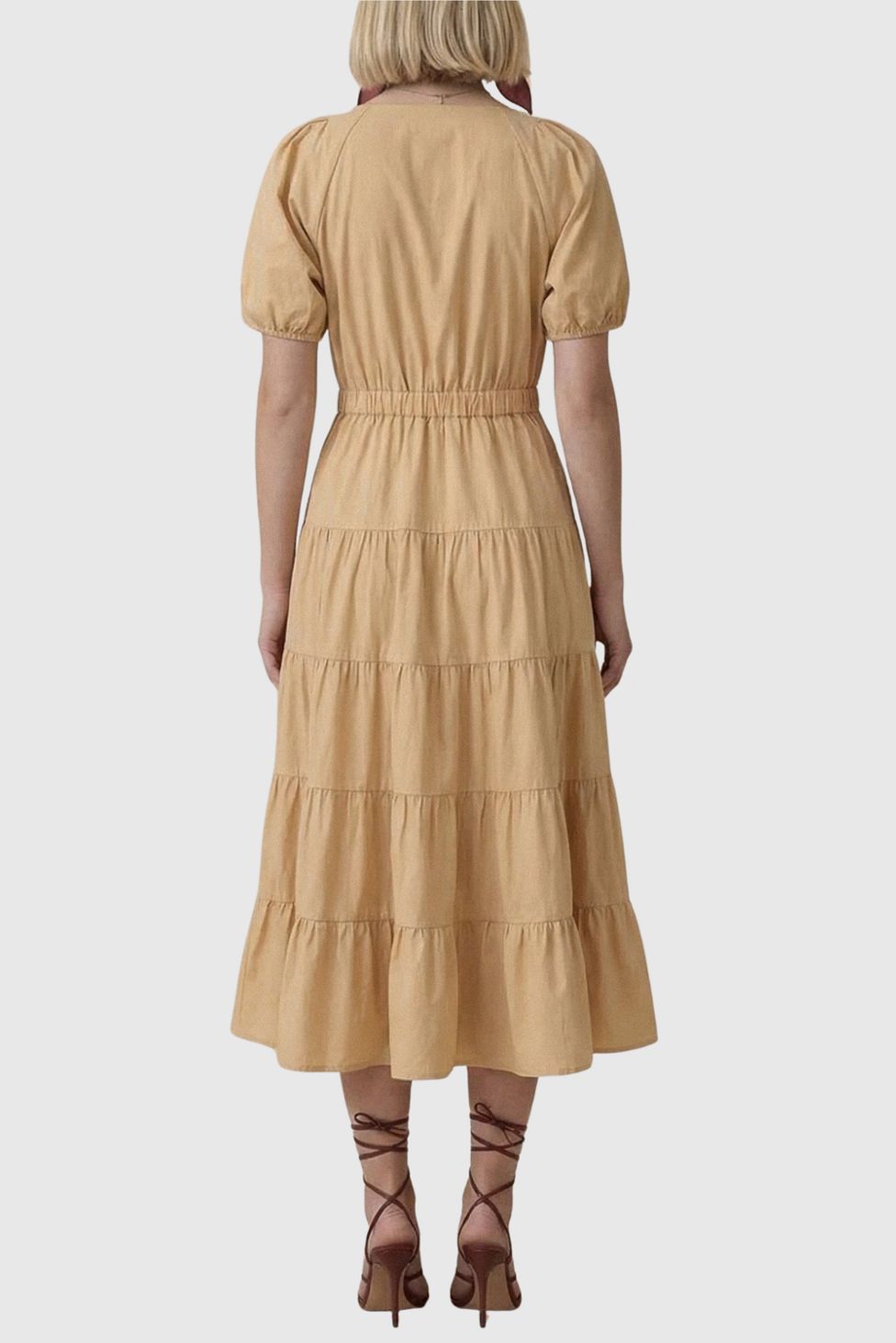 Modenaire Tiered Flowing A-Line Midi Dress