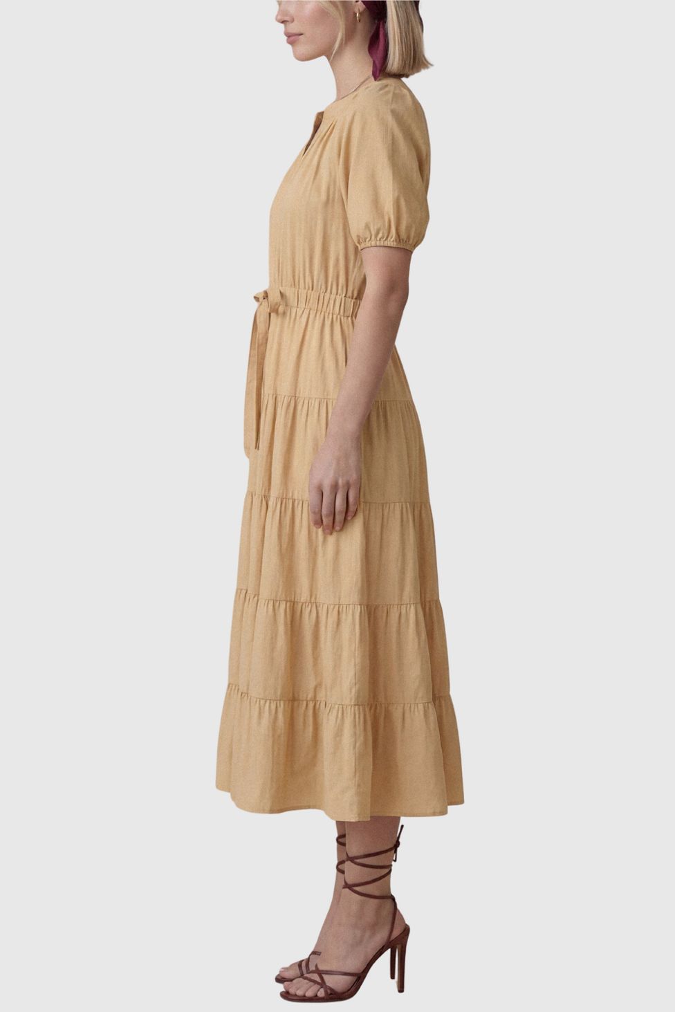 Modenaire Tiered Flowing A-Line Midi Dress