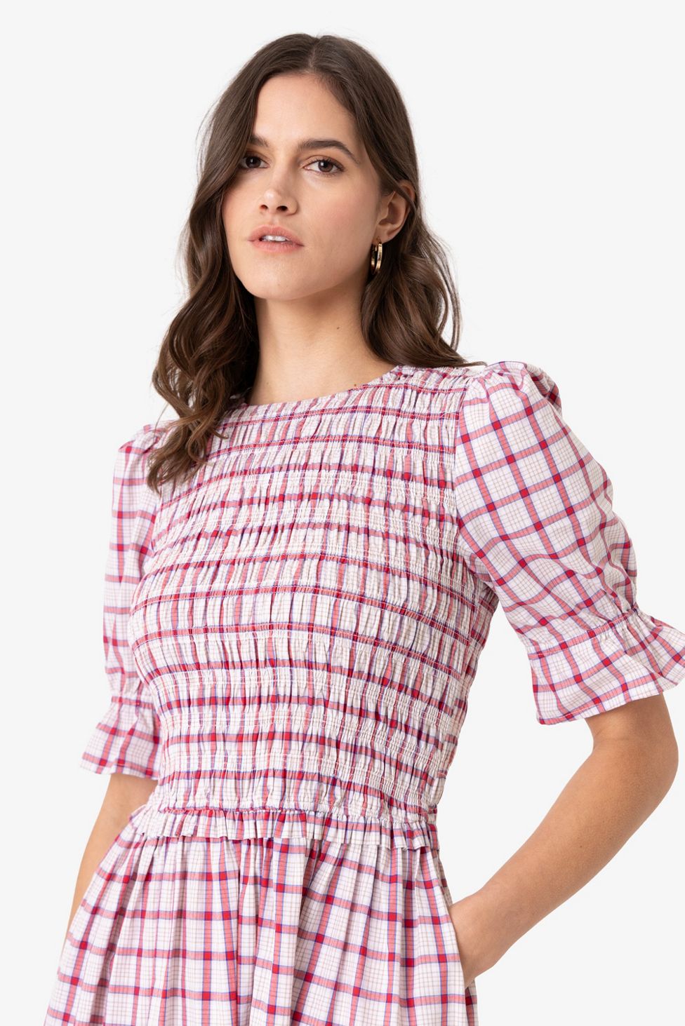 Amy Lynn Imogen Cotton  Window Pane check Midaxi Dress