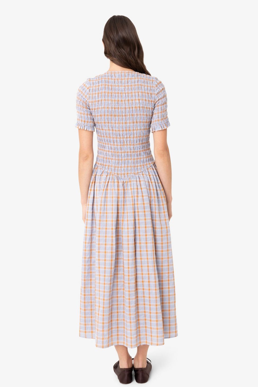 Amy Lynn Beatrix Pure Cotton Smocked Plaid Midi Dress