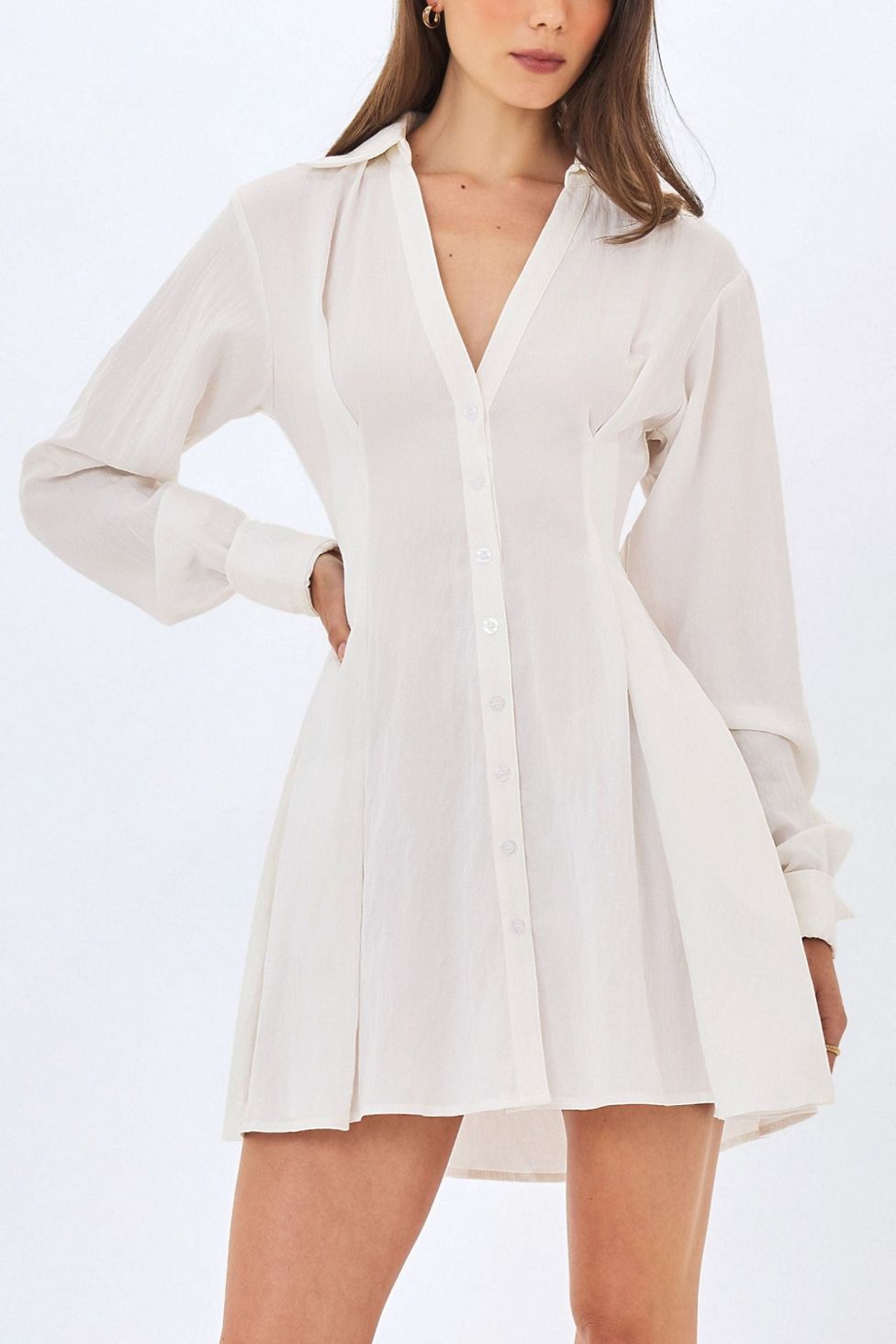 Miss Circle Nanette Lyocell Poplin Shirt Mini Dress