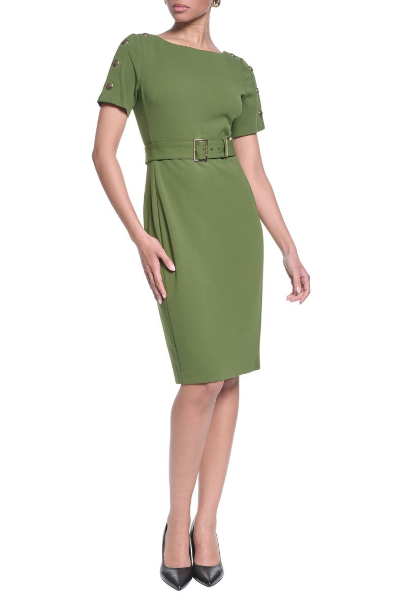 Belted Scuba Crepe Sheath