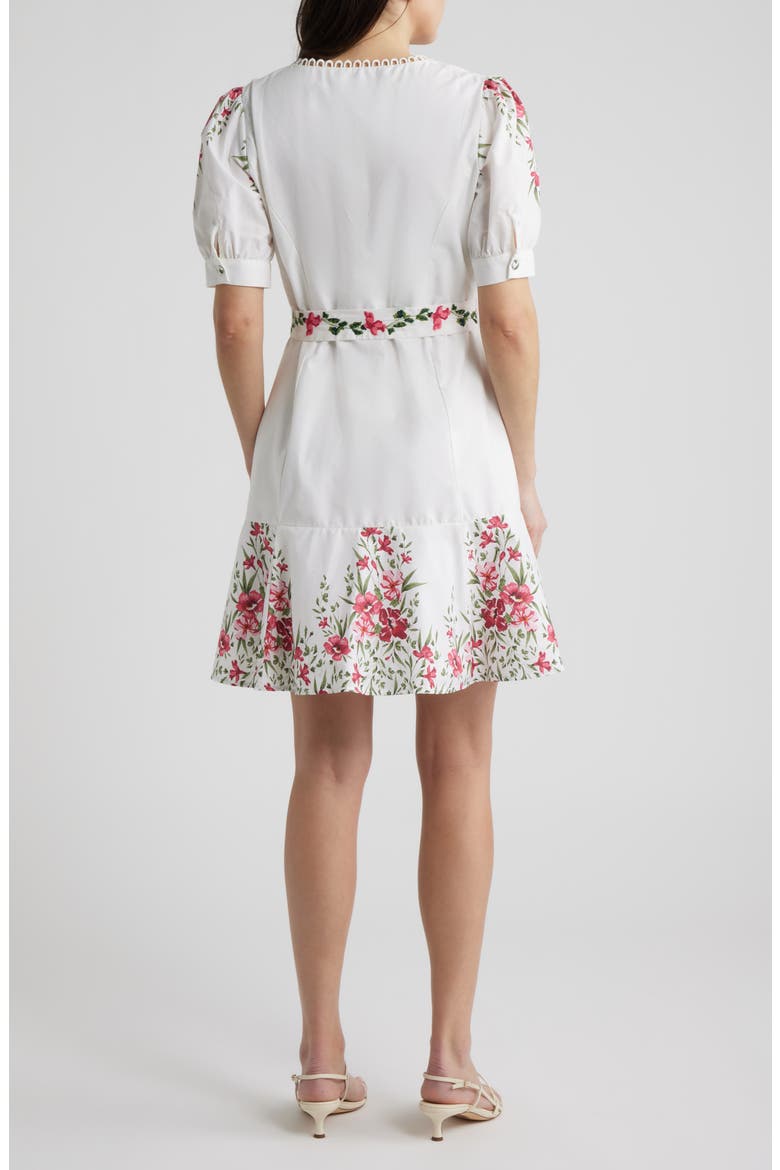 Floral Belted Puff Sleeve Midi Dress