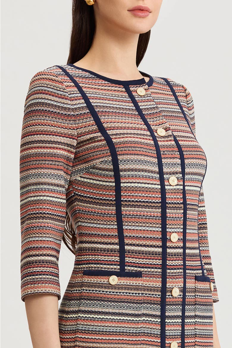Horizontal Multi Stitch Knit Sheath Dress