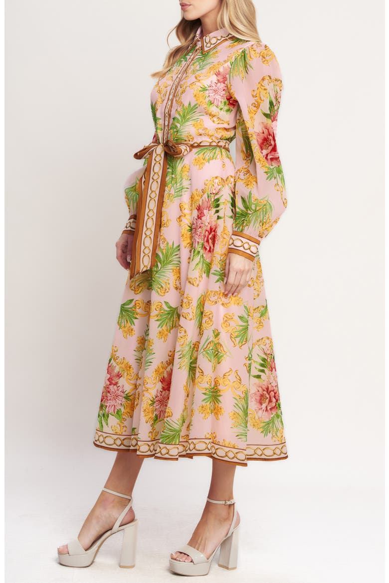 Print Long Sleeve Maxi Shirtdress