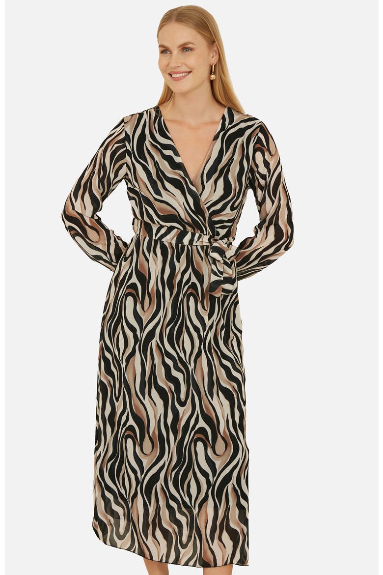 Animal Swirl Midi Wrap Dress