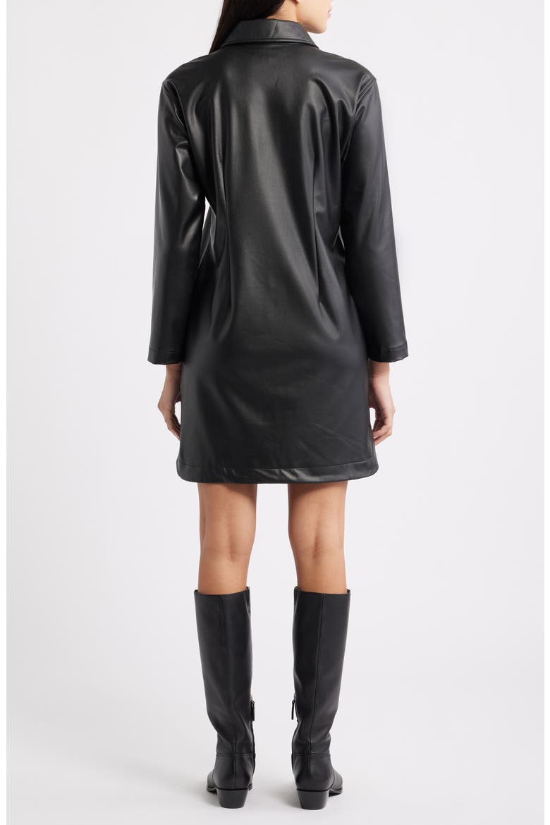 Long Sleeve Faux Leather Shirtdress
