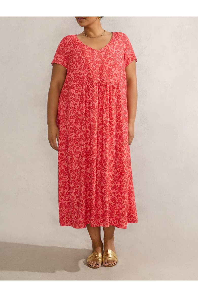 Short Sleeve V-Neck Midi Dress