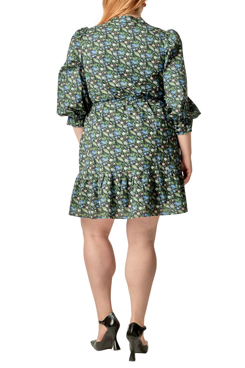 Floral Print Pintuck Smock Minidress