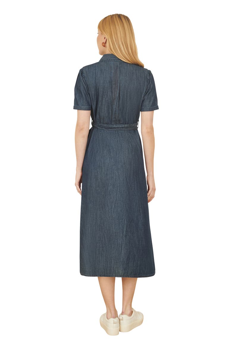 Chambray Denim Utility Midi Shirt Dress