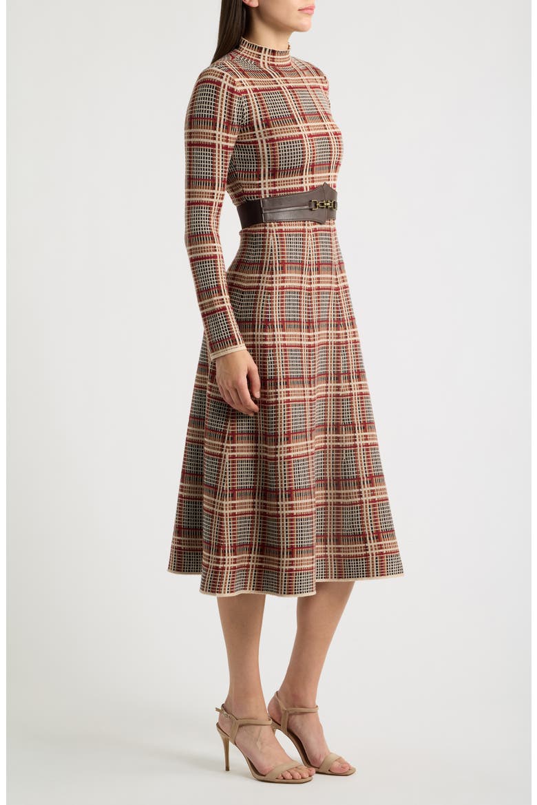 Mock Neck Long Sleeve Midi Dress