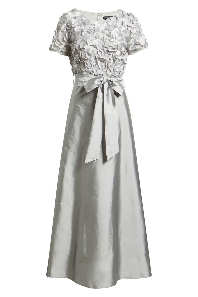 3D Beaded Paillette Bodice Taffeta A-Line Gown