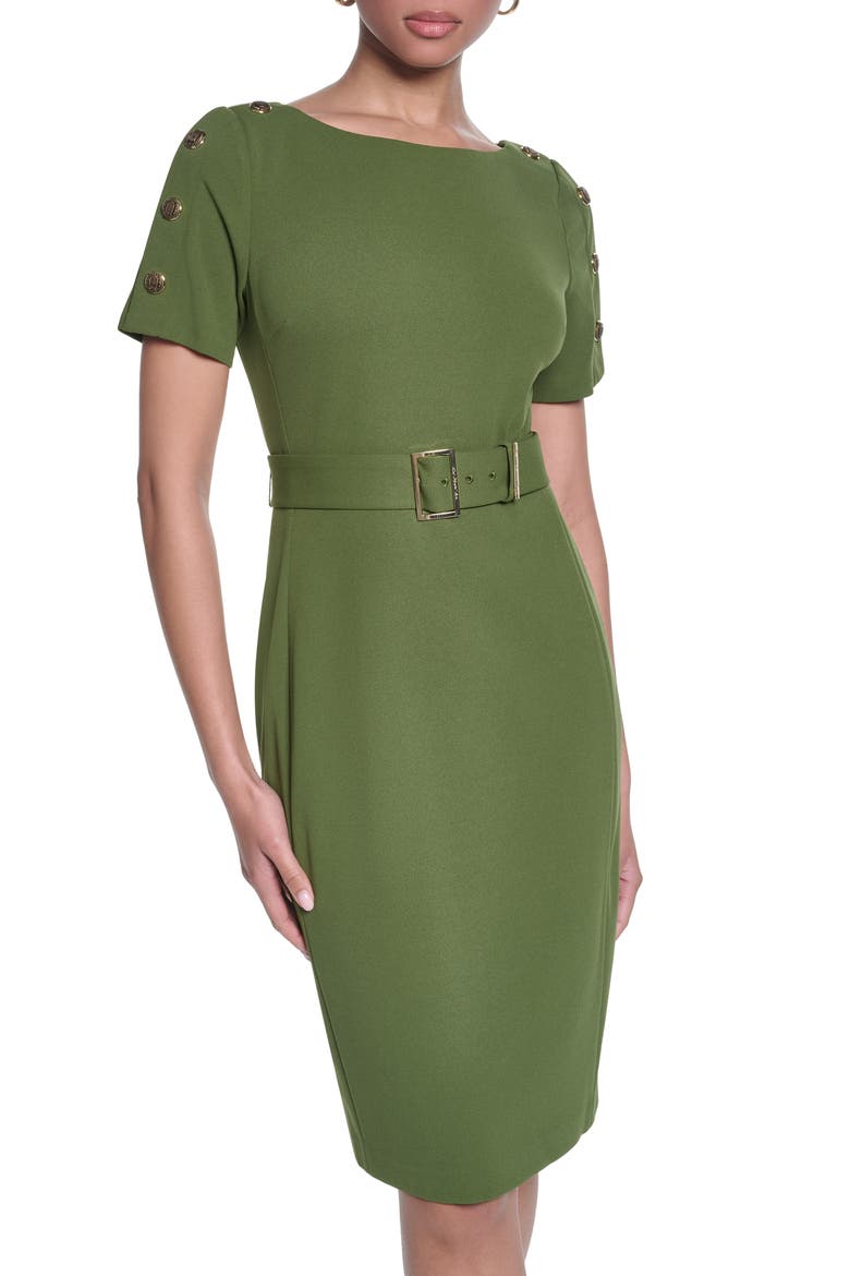 Belted Scuba Crepe Sheath