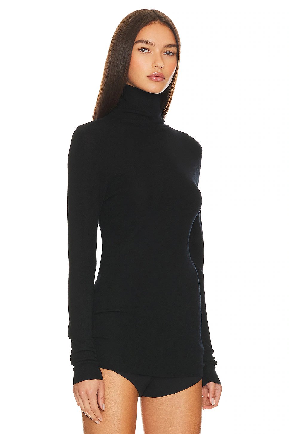 AEXAE Wool Sheer Top in Black - Image 2
