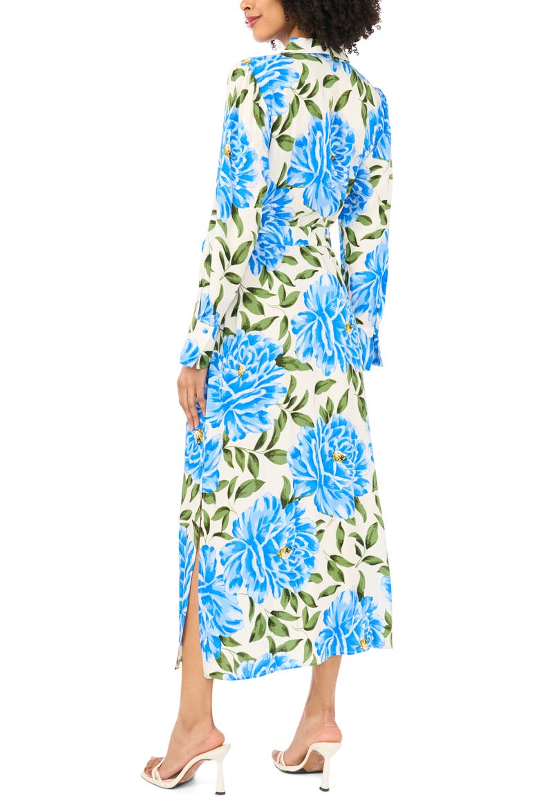 Print Tie Belt Maxi Shirtdress