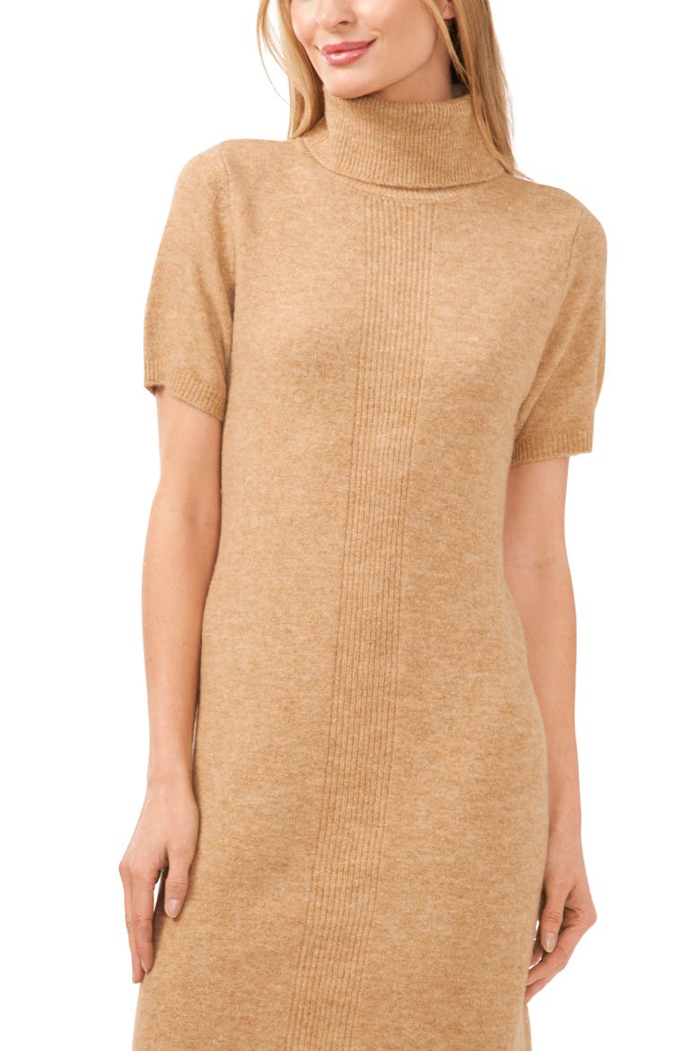 Short Sleeve Turtleneck Sweater Dress
