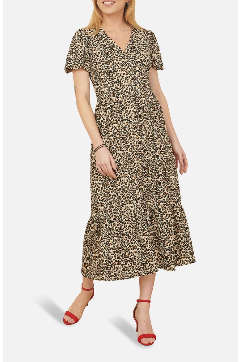 Pleated Button Through Midi Dress