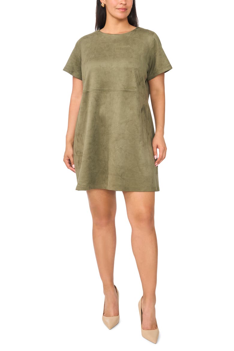 Faux Suede Paneled Shift Minidress