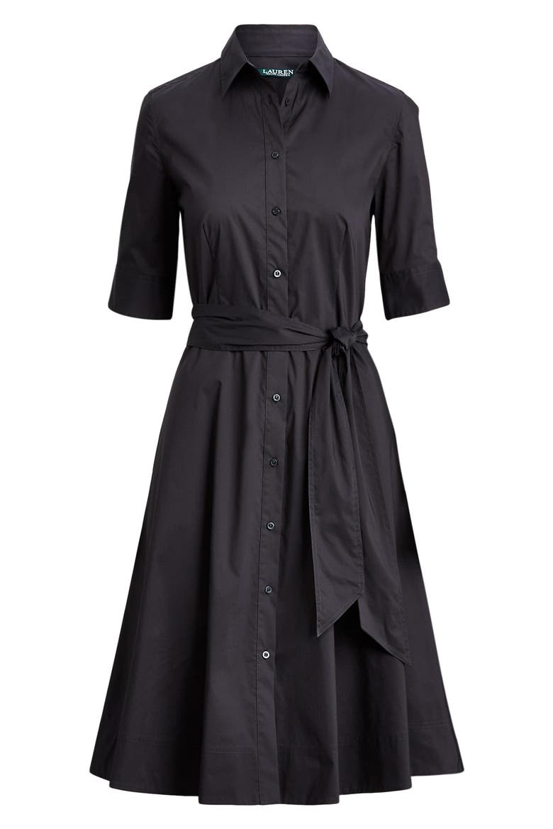 Belted Cotton Blend Shirtdress