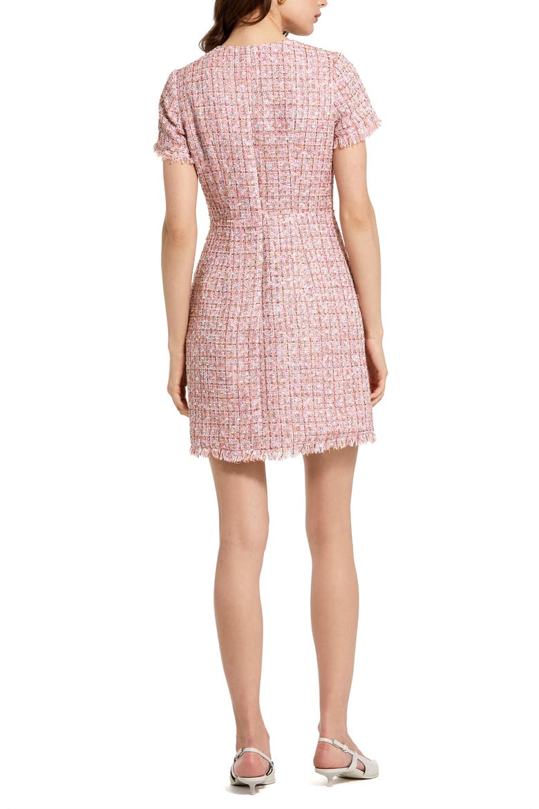 Boucle Short Sleeve Button Down Mini Dress With Pockets