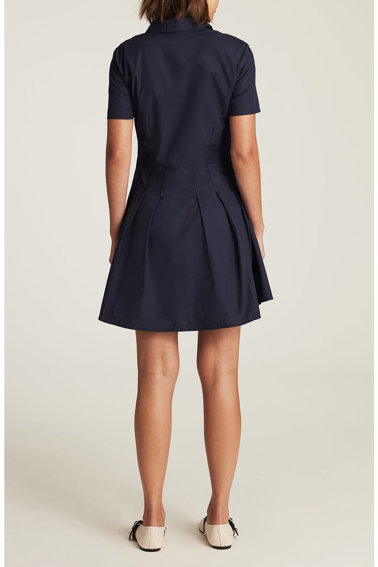 Pleated Cotton Mini Shirtdress