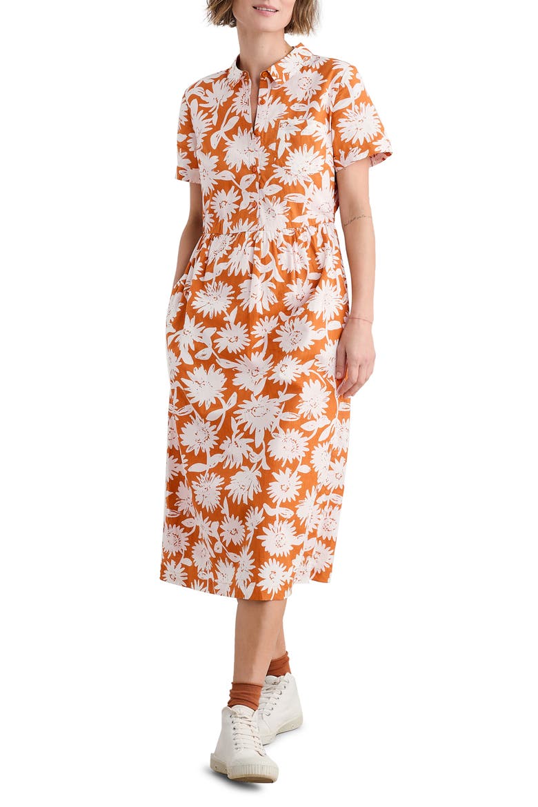 Fleet Daisy Print Organic Cotton Midi Shirtdress