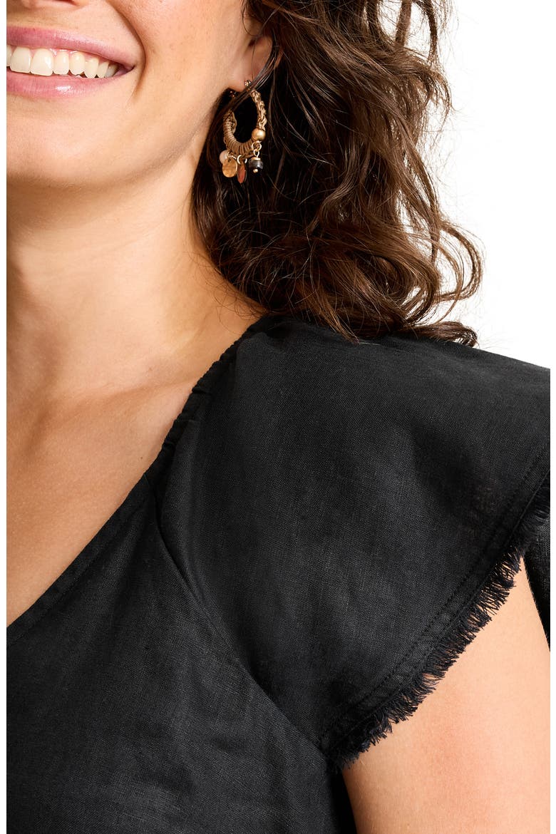 Two Palms Flutter Sleeve Linen Shift Minidress