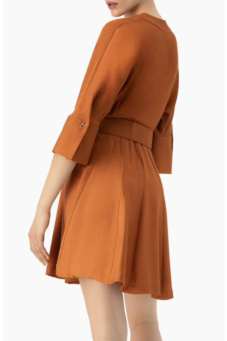 Dolman Sleeve Solid Dress with Belt