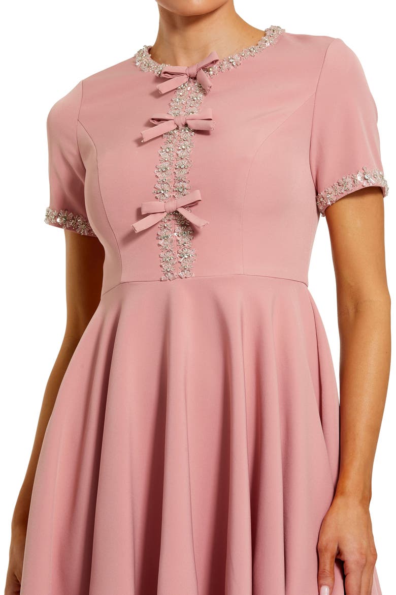 Women's Crystal Embellished Bow Front A-Line Mini Dress
