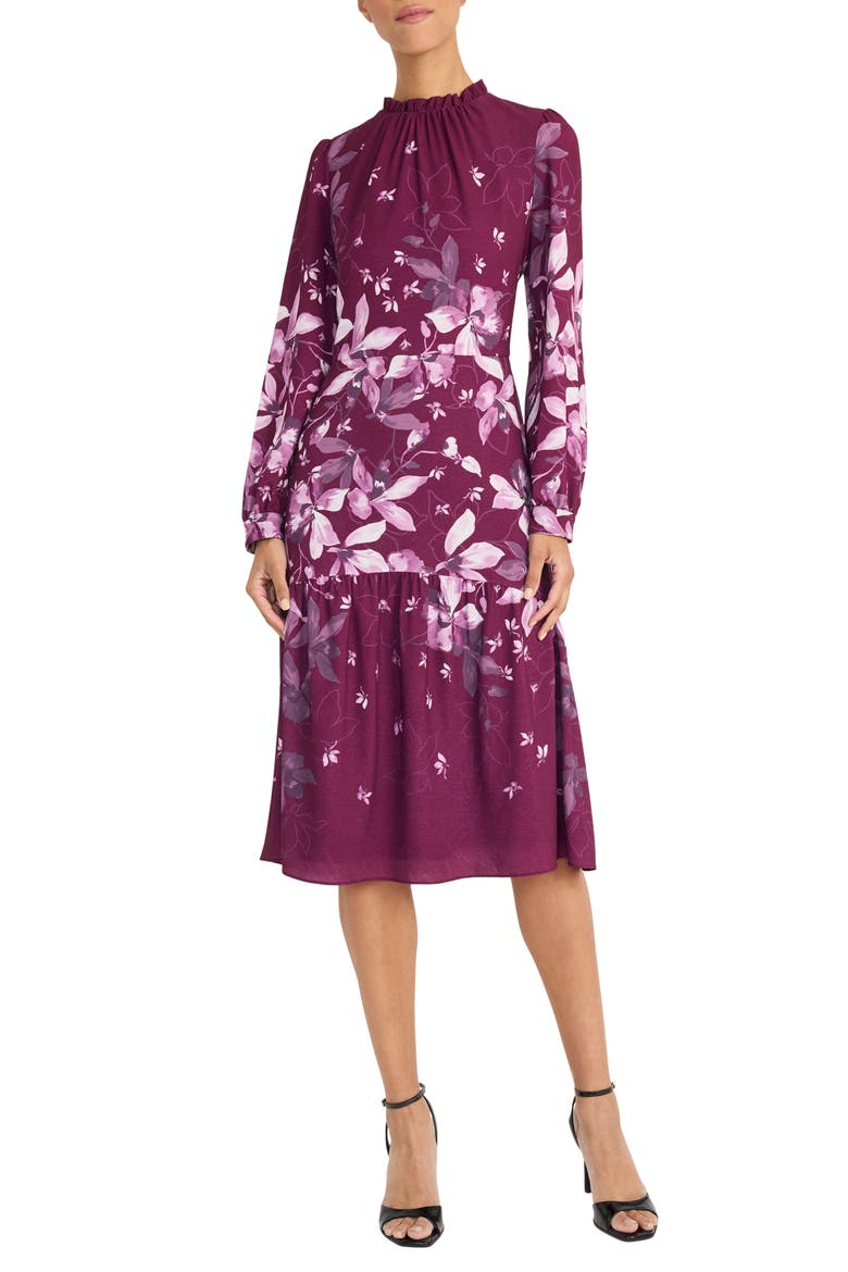 Floral Long Sleeve Midi Dress