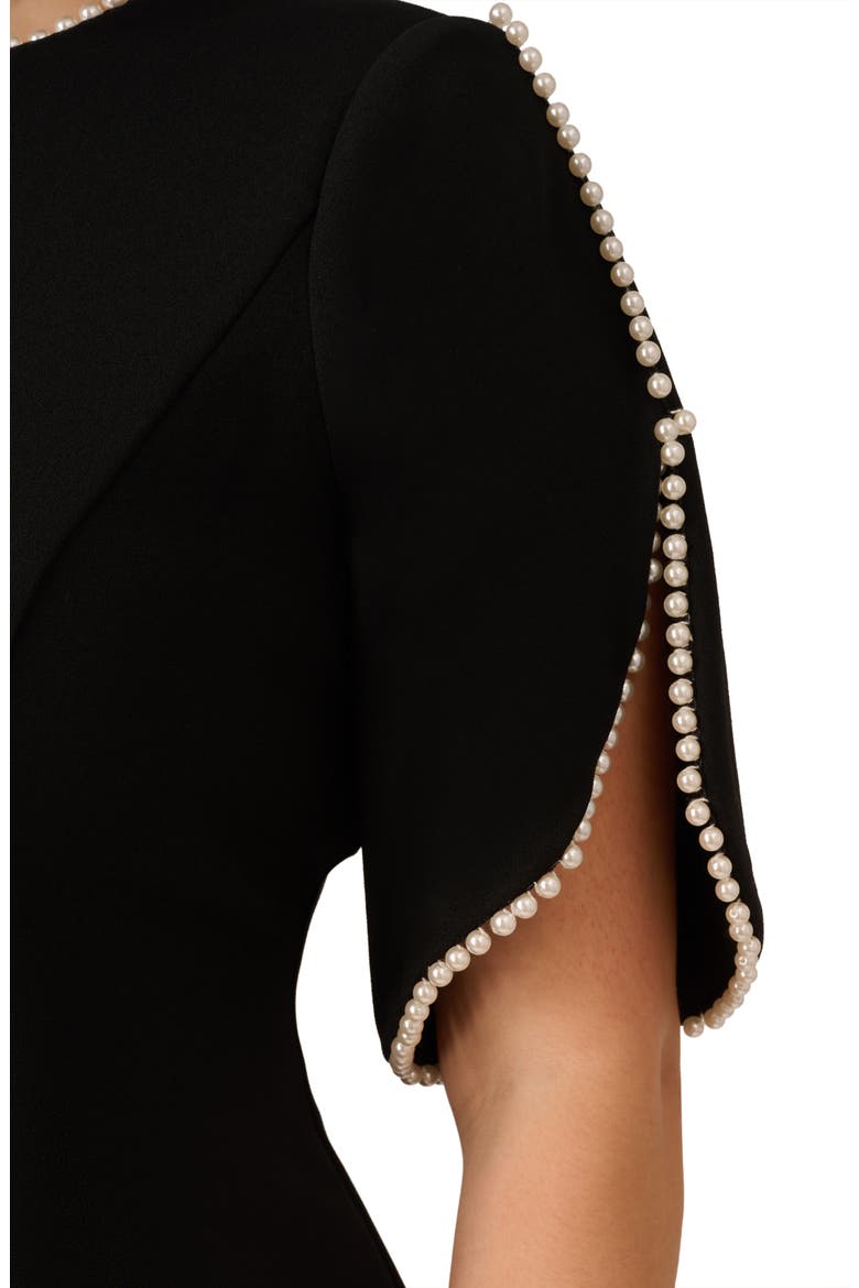 Imitation Pearl Detail Crepe Sheath Dress