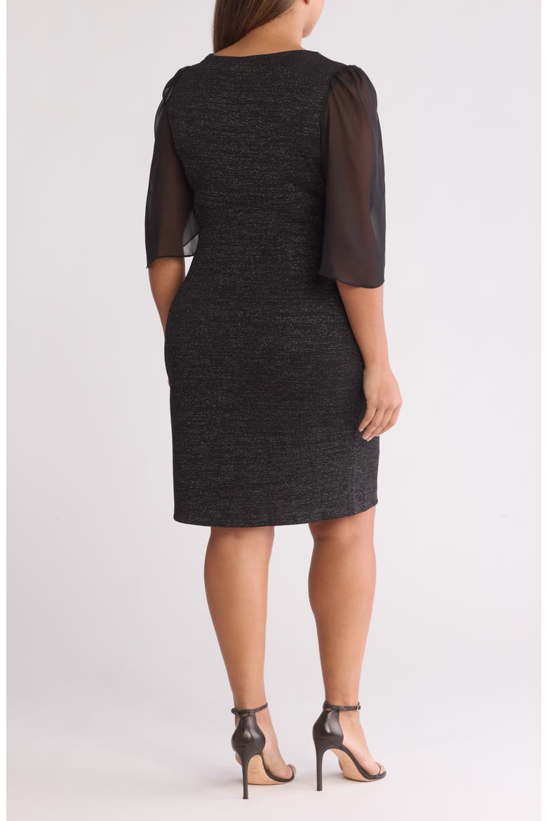 Chiffon Cape Sleeve Knit Dress