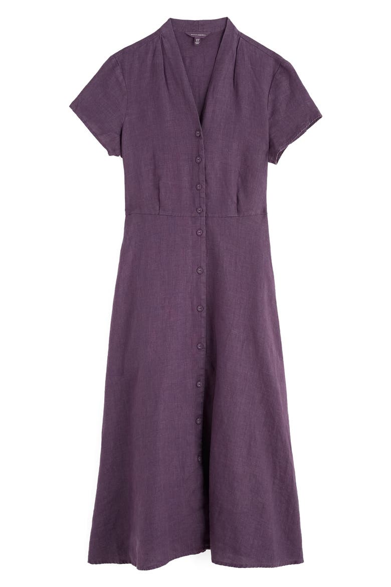 Carved Wood Linen Midi Dress